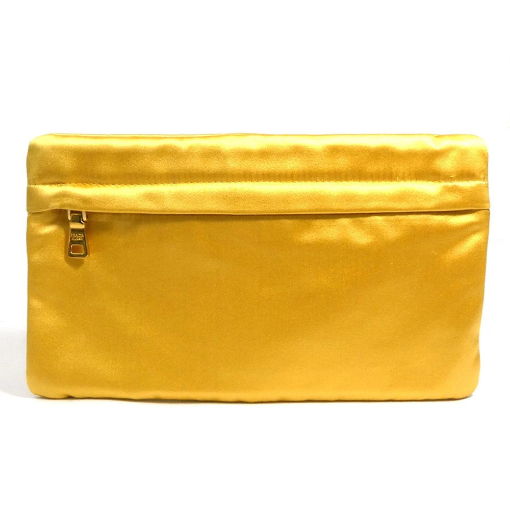 Prada Pouch Clutch satin yellow